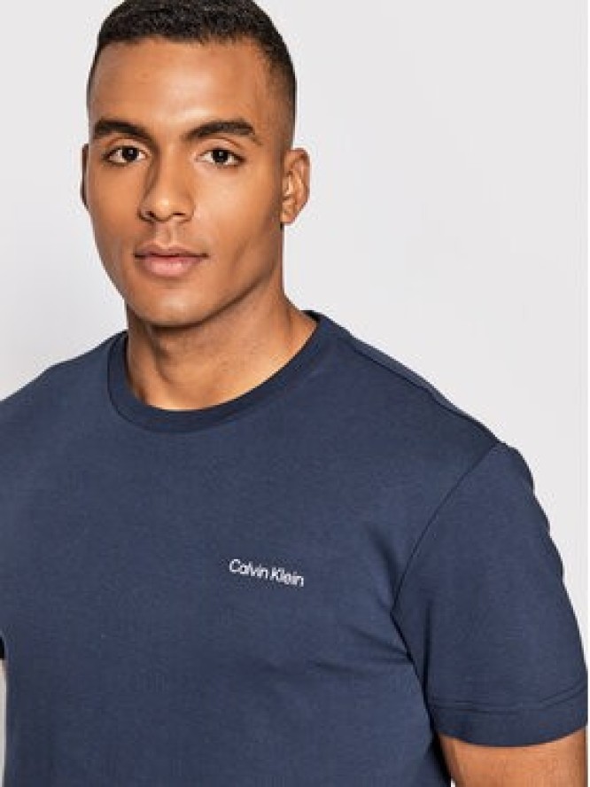 Calvin Klein T-Shirt Micro Logo Interlock K10K109894 Granatowy Regular Fit