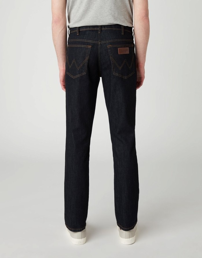 WRANGLER TEXAS MĘSKIE SPODNIE JEANSOWE SLIM DARK RINSE W12SP690A