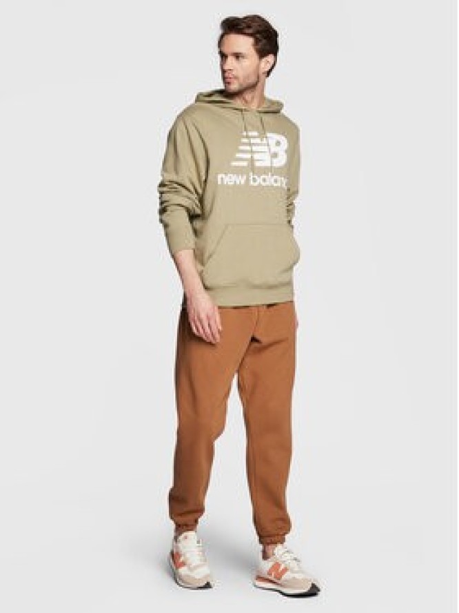 New Balance Bluza Essentials Stacked Logo MT03558 Zielony Relaxed Fit