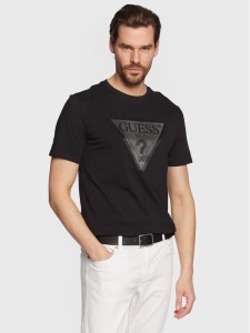 Guess T-Shirt Shiny Gel Triangle M3GI33 J1314 Czarny Slim Fit