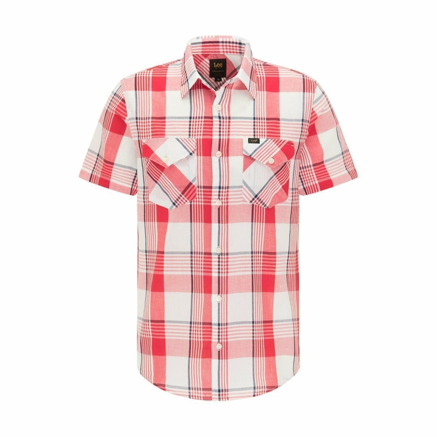 LEE SS REGULAR SHIRT MĘSKA KOSZULA MATERIAŁOWA CORE RED L66VMFMN