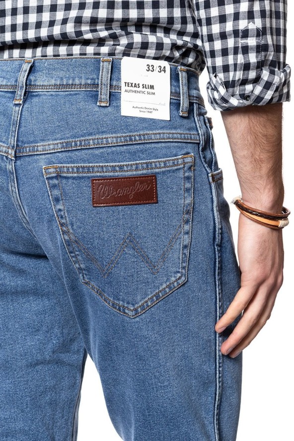 WRANGLER SPODNIE MĘSKIE TEXAS SLIM BLUE HONOR W12SM511Q