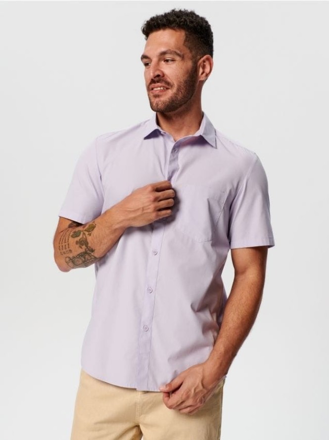 Koszula regular fit z krótkim rękawem - fioletowy