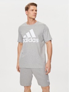 adidas T-Shirt Essentials Single Jersey Big Logo T-Shirt IC9350 Szary Regular Fit