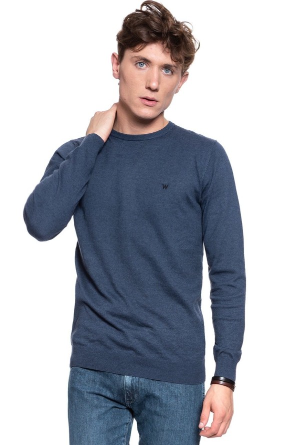 WRANGLER CREWNECK MĘSKI SWETER KLASYCZNY KNIT NAVY W8A02P114