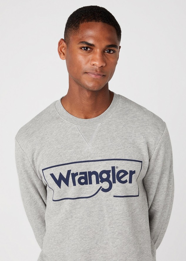 WRANGLER FRAME LOGO SWS MĘSKA BLUZA KLASYCZNA MID GREY MEL W6H1HAX37