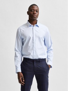 Selected Homme Koszula 16080200 Błękitny Slim Fit