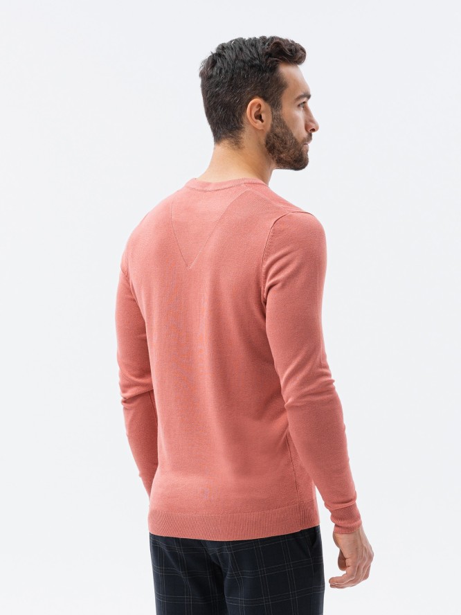 Sweter męski z haftem - różowy V18 E191 - XXL