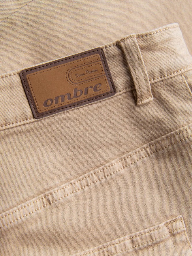 Jeansowe spodnie męskie bez przetarć SLIM FIT - beżowe V8 OM-PADP-0148 - XXL