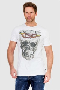 PHILIPP PLEIN Biały t-shirt męski Round neck ss flame