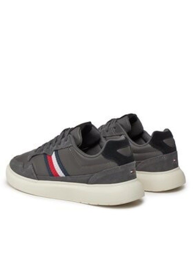 Tommy Hilfiger Sneakersy Light Cupsole Lth Mix Stripes FM0FM04889 Srebrny