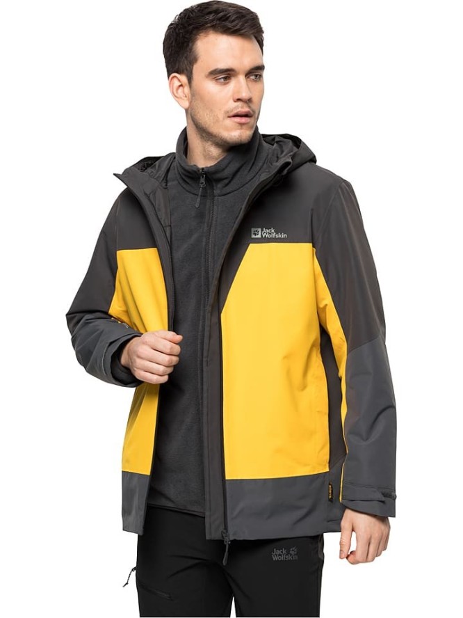 Jack Wolfskin Kurtka funkcyjna 3w1 "DNA Tundra" w kolorze szaro-żółtym rozmiar: M