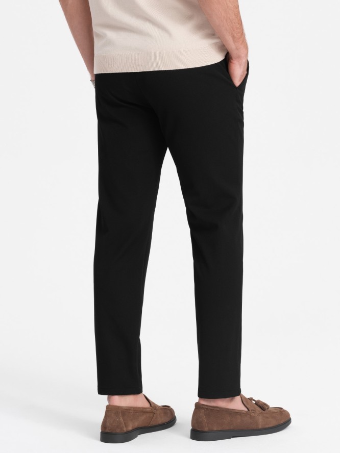 Spodnie męskie eleganckie chino SLIM FIT - czarne V4 OM-PACP-0191 - XXL
