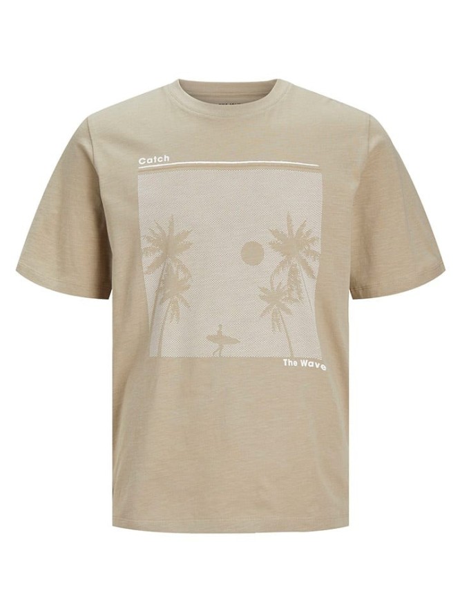 Jack & Jones Koszulka "Palm" w kolorze beżowym rozmiar: M