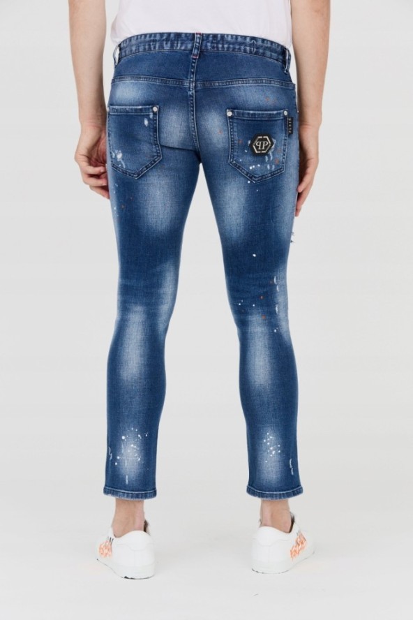 PHILIPP PLEIN Niebieskie męskie jeansy