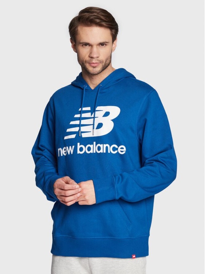 New Balance Bluza Essentials Stacked Logo MT03558 Niebieski Relaxed Fit