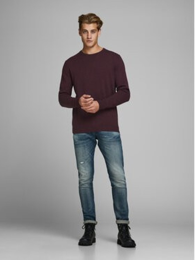 Jack&Jones Sweter 12137190 Bordowy Regular Fit