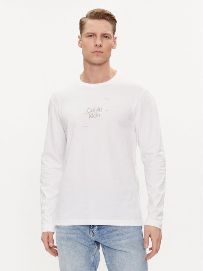 Calvin Klein Longsleeve Line Logo K10K112483 Biały Regular Fit