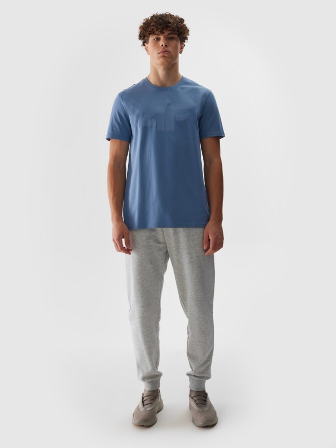 T-shirt regular z nadrukiem męski - niebieski