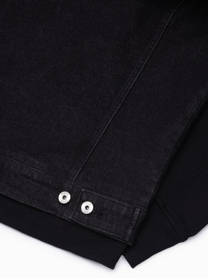 Kurtka męska jeansowa katana z kapturem - czarna OM-JADJ-0124 - XL