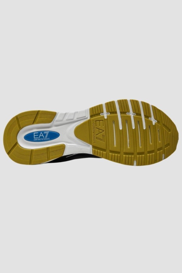 EA7 Czarne sneakersy z zielonym logo