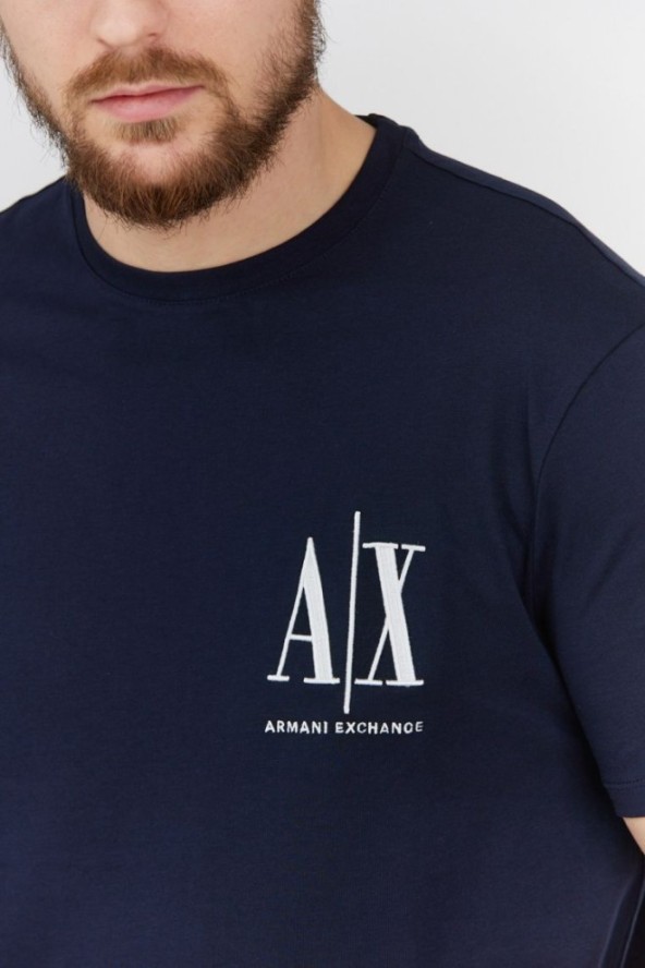 ARMANI EXCHANGE Granatowy t-shirt męski z wyszywanym logo