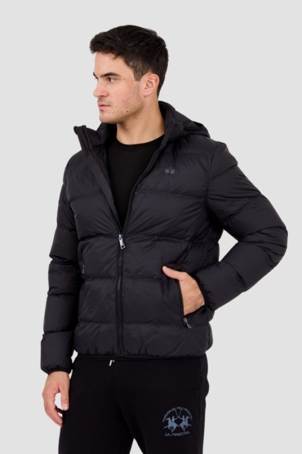 LA MARTINA MAN Czarna pikowana męska kurtka Outerwear Basic Nylon