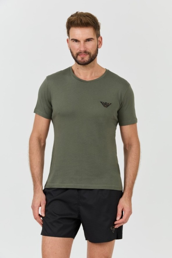 EMPORIO ARMANI Zielony t-shirt logo brodé