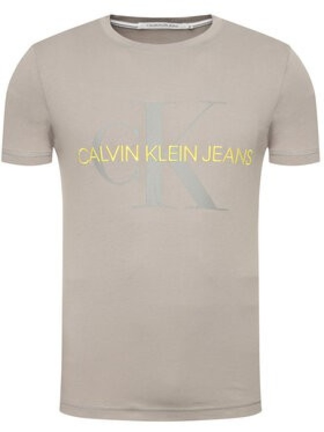 Calvin Klein Jeans T-Shirt Vegetable Dye Monogram J30J314762 Szary Slim Fit