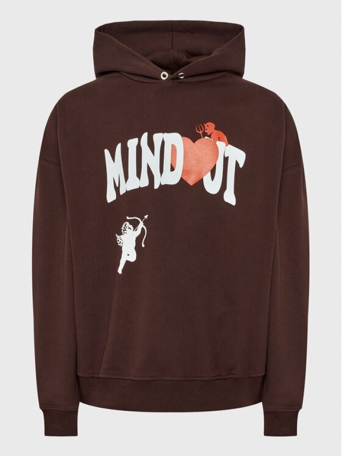 Mindout Bluza Unisex Heart Brązowy Oversize