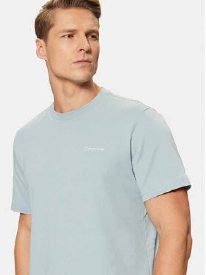 Calvin Klein T-Shirt Micro Logo Interlock T-Shirt K10K109894 Błękitny Regular Fit