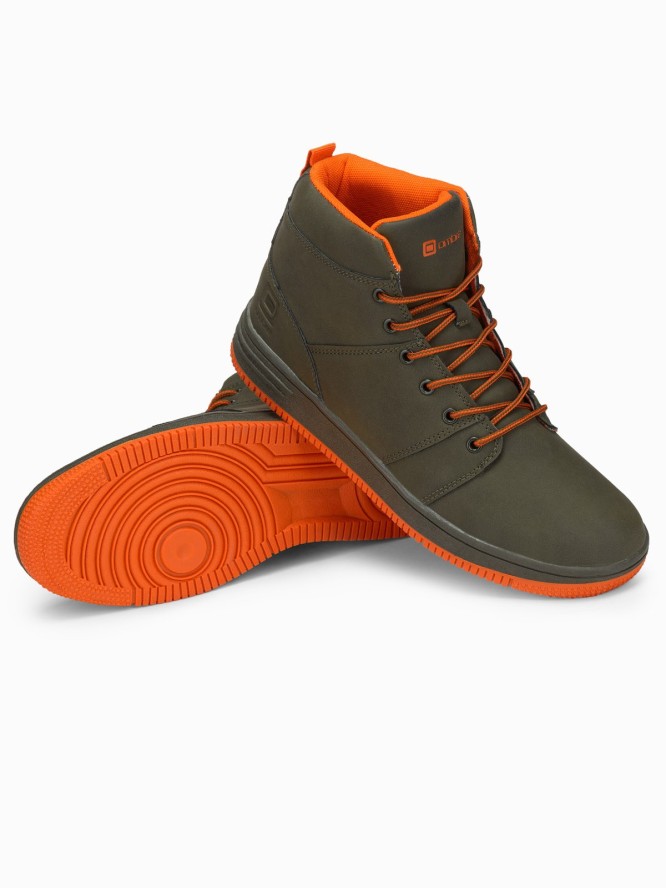 Buty męskie ocieplane sneakersy za kostkę - zielone V4 OM-FOSH-0123 - 42