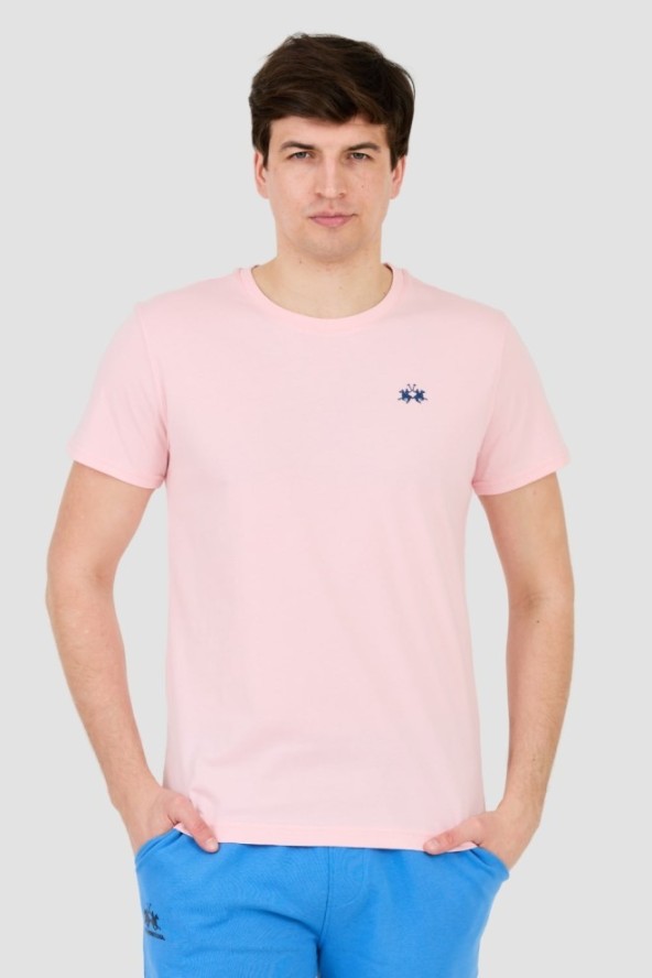 LA MARTINA Różowy t-shirt z małym logo