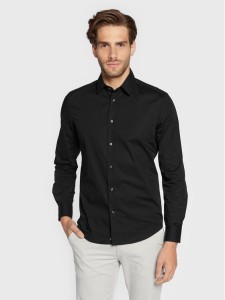 Sisley Koszula 5CNX5QL19 Czarny Slim Fit