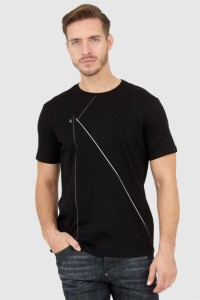 ARMANI EXCHANGE Czarny t-shirt męski ze srebrnym logo