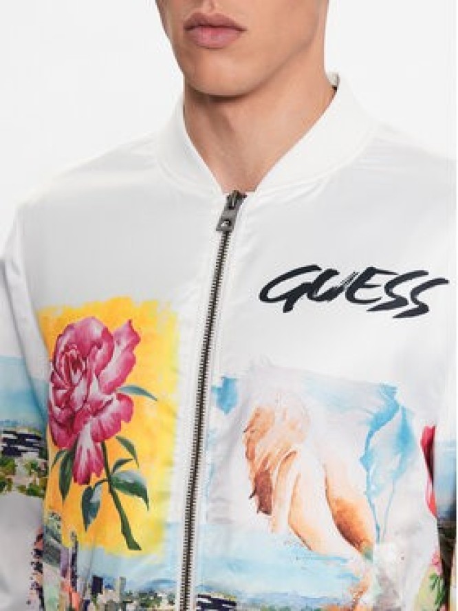 Guess Kurtka bomber M3YL21 RDEE2 Biały Regular Fit