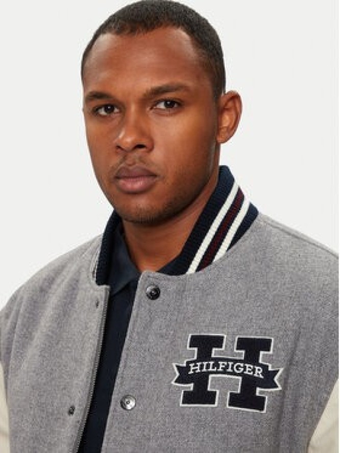 Tommy Hilfiger Kurtka bomber Varsity MW0MW37032 Szary Regular Fit