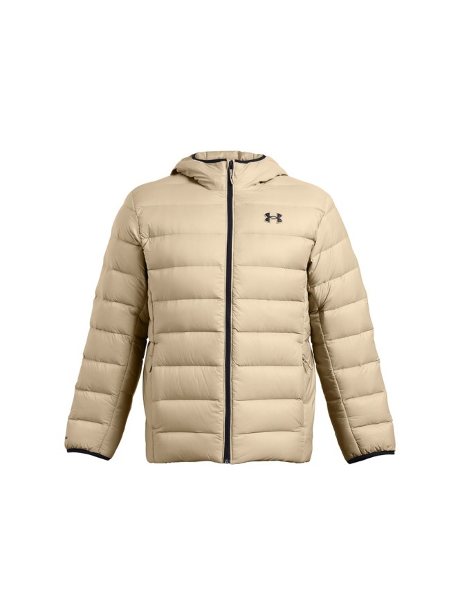 Kurtka puchowa z wypełnieniem naturalnym męska Under Armour Legend Down Hooded Jacket - beżowa