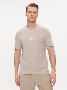 Calvin Klein T-Shirt Line Logo K10K112489 Beżowy Regular Fit