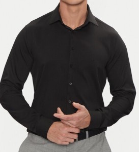 Calvin Klein Koszula Performance Solid Slim Shirt K10K114324 Czarny Regular Fit