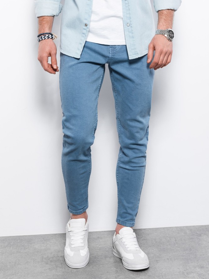 Spodnie męskie jeansowe bez przetarć SLIM FIT - niebieskie V3 OM-PADP-0148 - XXL