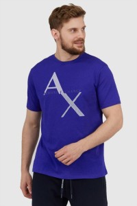 ARMANI EXCHANGE Niebieski t-shirt męski z logo