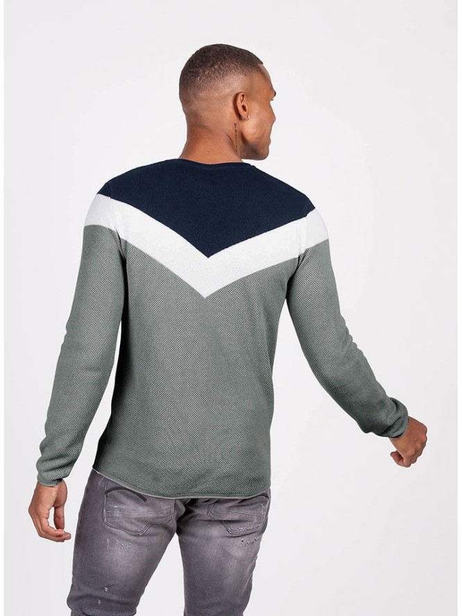 KEY LARGO Sweter w kolorze szaro-granatowo-białym rozmiar: XXL