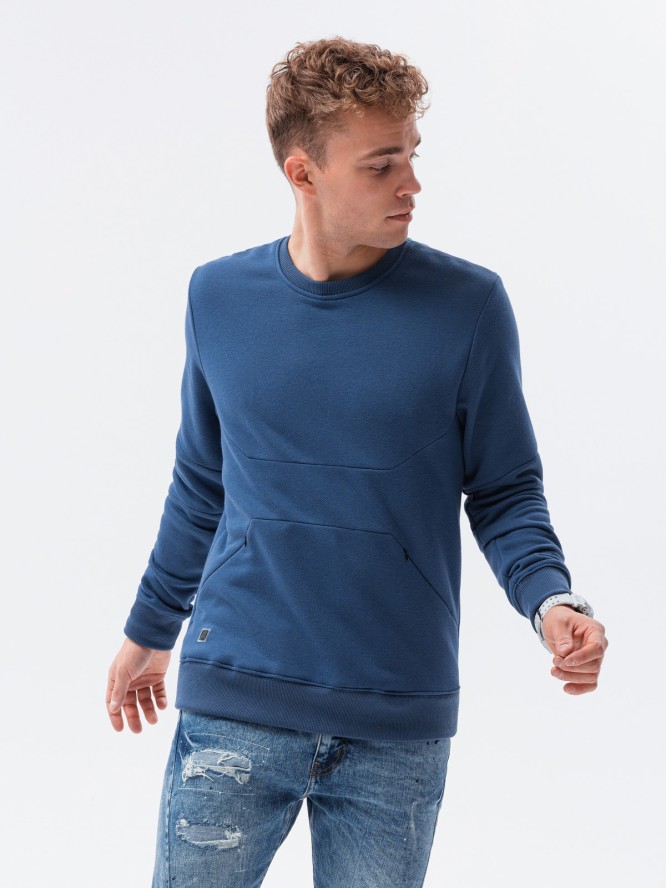 Bluza męska z kieszenią zapinaną na zamek - jeansowa V6 B1349 - XL