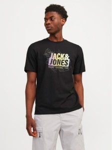 Jack&Jones T-Shirt Map 12257908 Czarny Regular Fit