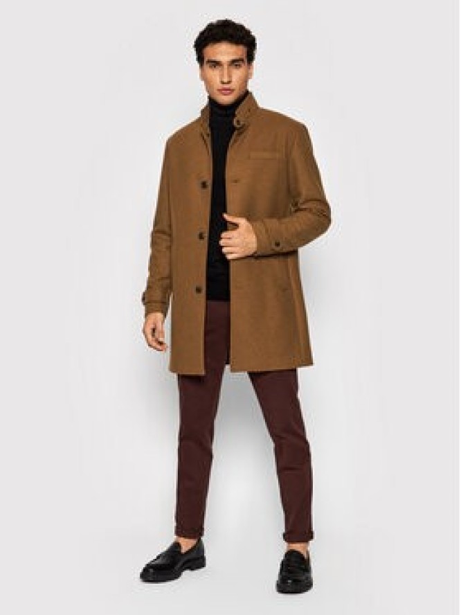 Jack&Jones PREMIUM Płaszcz wełniany Blamel Ton 12177644 Brązowy Regular Fit