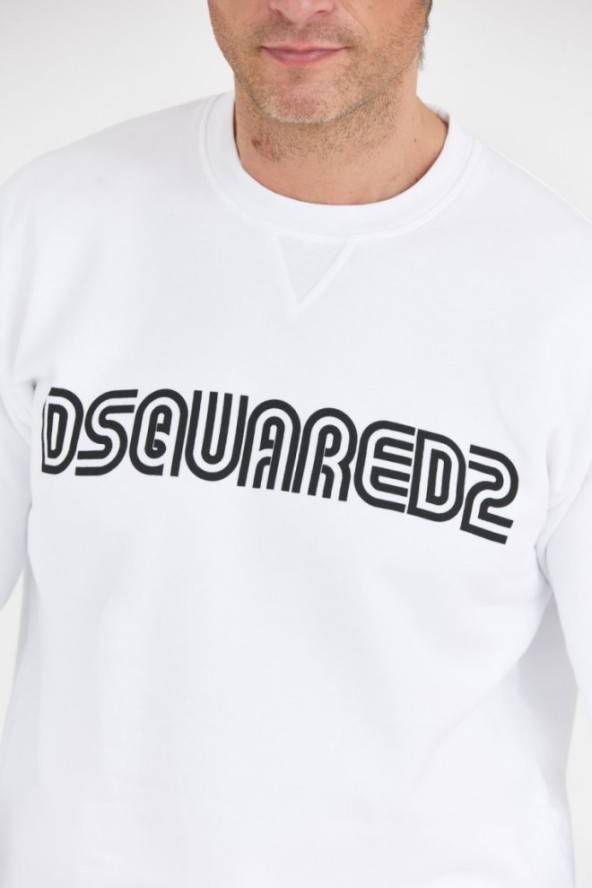 DSQUARED2 Biała bluza męska z logo outline