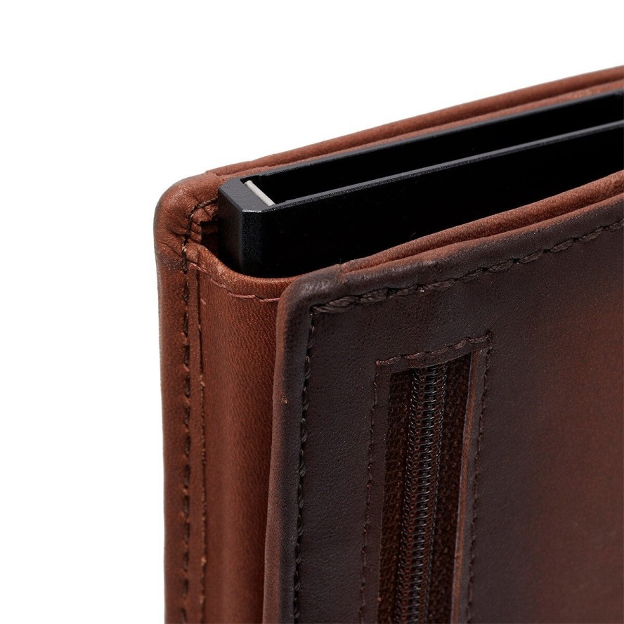 MUSTANG Temi RFID Aluminium Case Wallet MĘSKI SKÓRZANY PORTFEL PREMIUM POJEMNY NA KARTY SKÓRA BROWN 06.103901