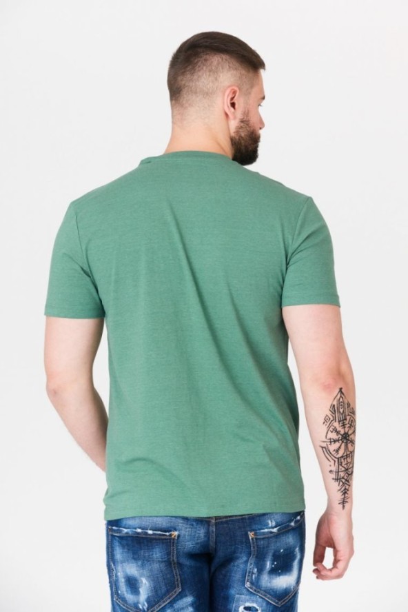 GUESS Zielony t-shirt męski z trójkątnym logo