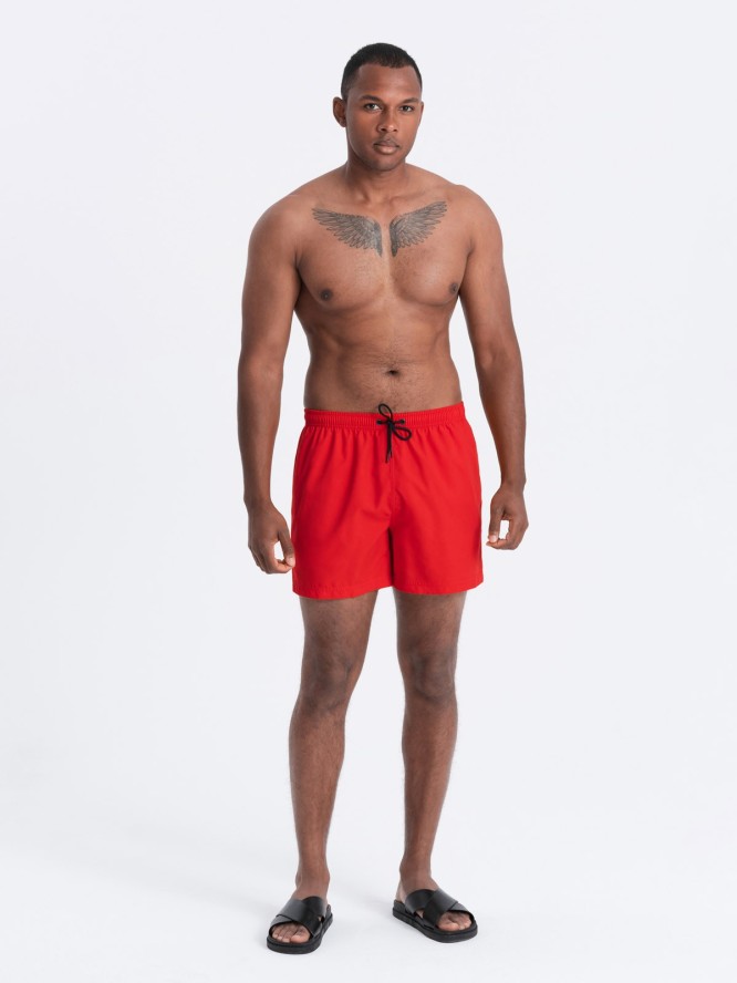 Neonowe szorty męskie kąpielowe z efektem magic print – czerwone V5 OM-SRBS-0147 - XXL